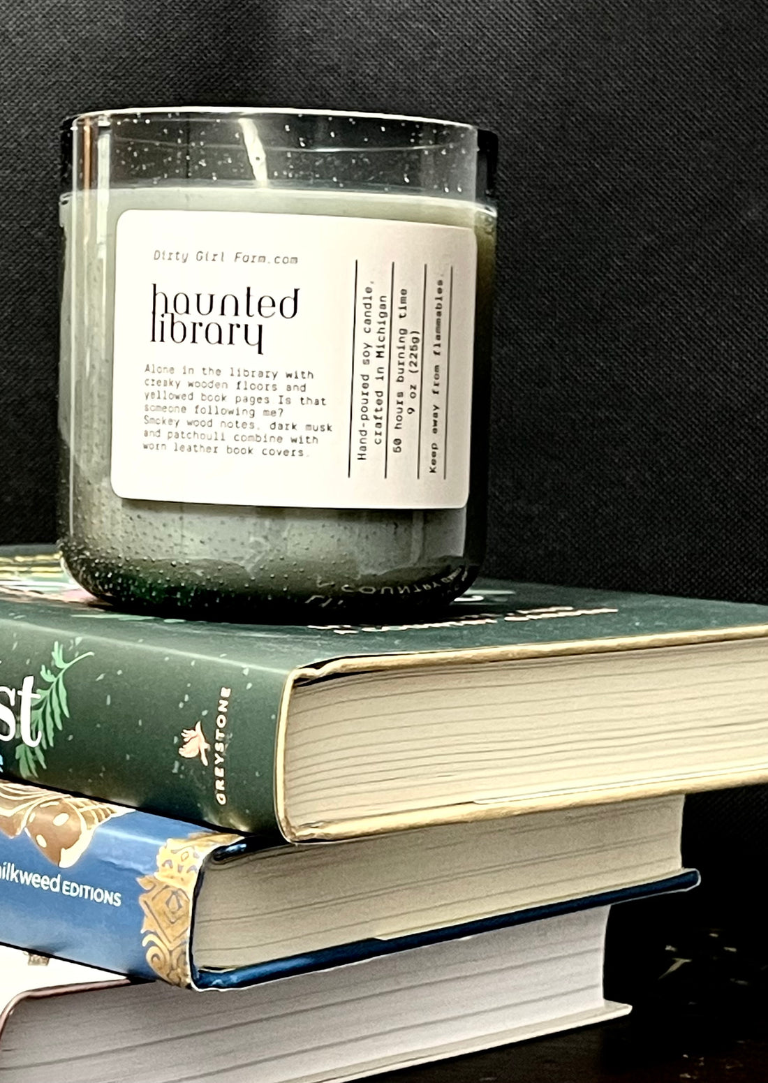 Haunted Library Glass Candle