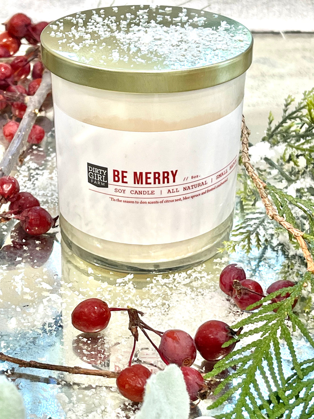 Be Merry! glass candle