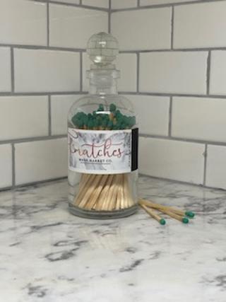 Glass Apothecary Bottle Green Matches